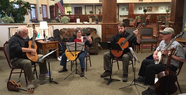 Oneonta Guitar Collective playing at the last of 5 performances of their 2019 Spring Senior Homes Tour 